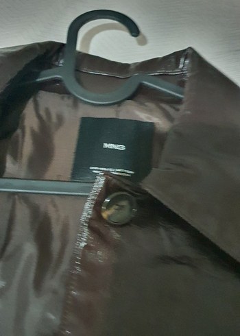 mango kadın Kahverengi vinil Deri Ceket xs - Görsel 4