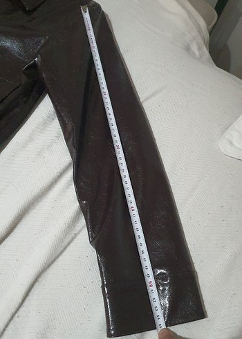 mango kadın Kahverengi vinil Deri Ceket xs - Görsel 7