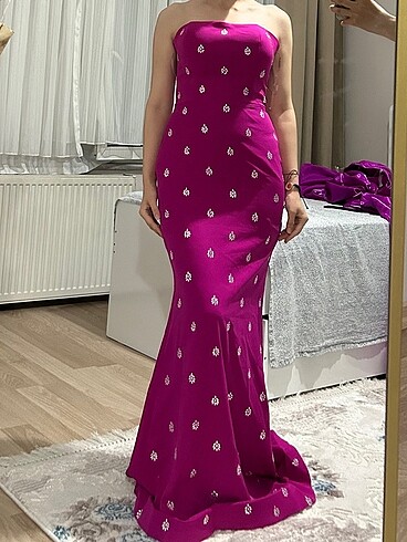 Diğer Fuşya taşlı elbise