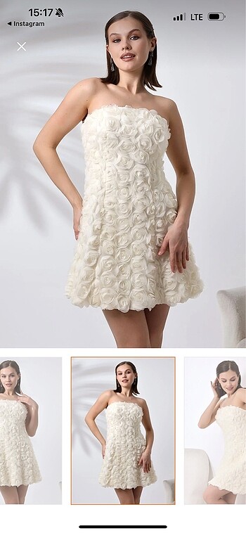 Beyaz güllü bride elbise
