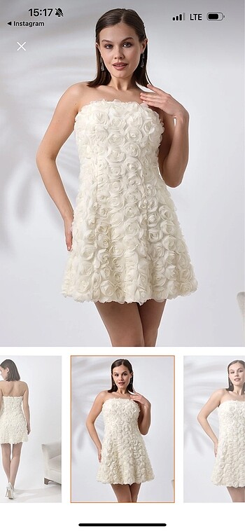 Alfabeta Beyaz güllü bride elbise