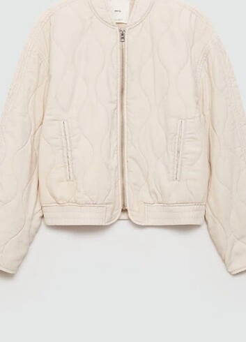 Mango kapitone bomber ceket ekru renk