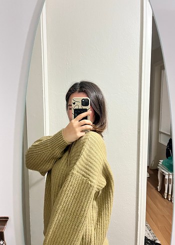 Kadın Haki Boğazlı Triko Kazak - Görsel 3