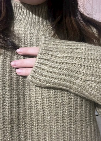 Kadın Haki Boğazlı Triko Kazak - Görsel 4