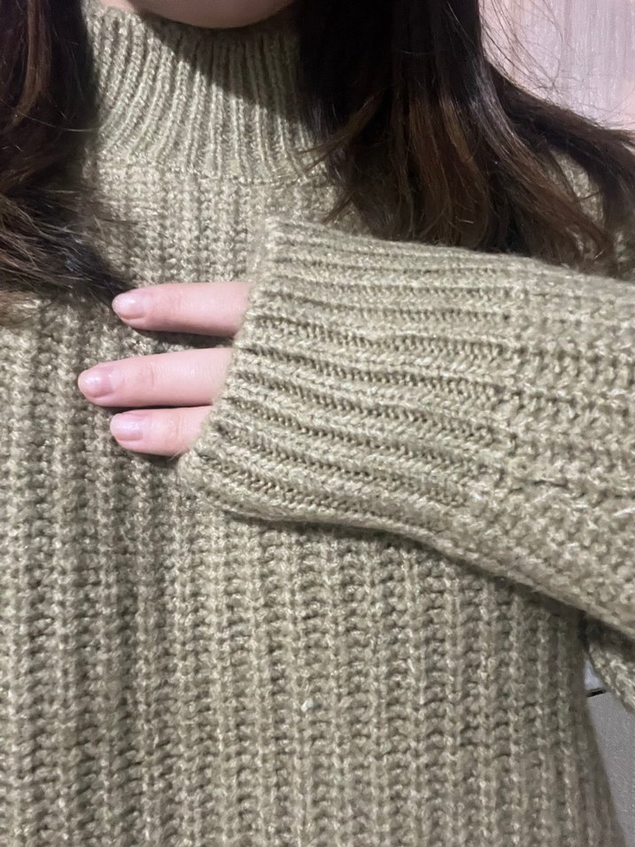 Kadın Haki Boğazlı Triko Kazak - Görsel 4