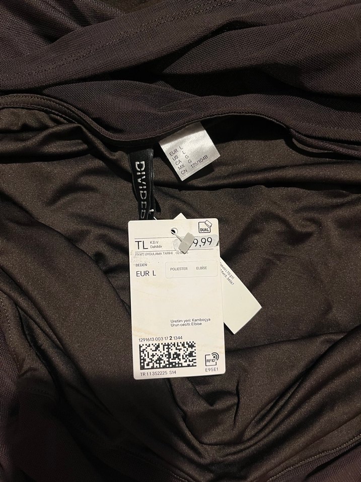 Siyah Drapeli V Yaka Midi Elbise - Görsel 5