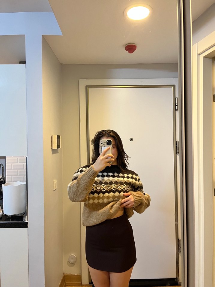 Kahverengi Midi Mini Etek - Görsel 3