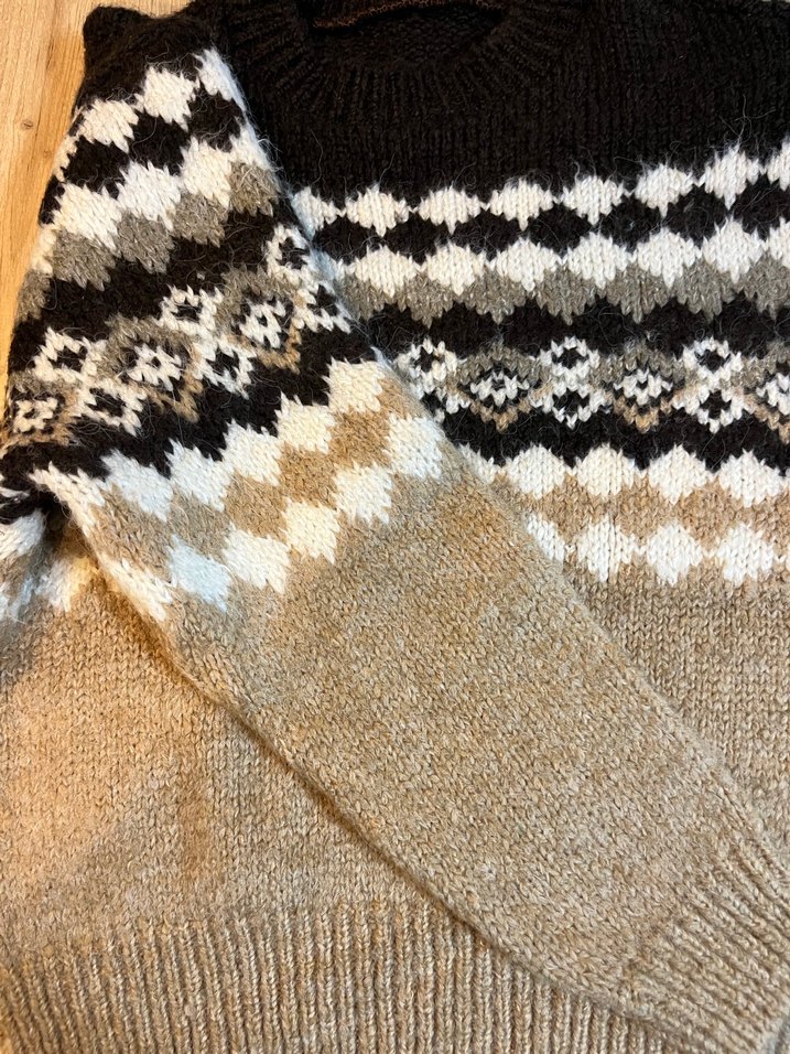 Kadın Bej Desenli Triko Kazak - Görsel 3