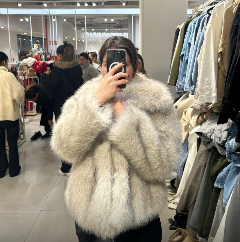 Kadın Bej Kürk Detaylı Uzun Kollu Ceket - Görsel 5