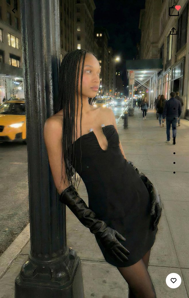 Siyah Deri Straplez Mini Elbise - Görsel 3