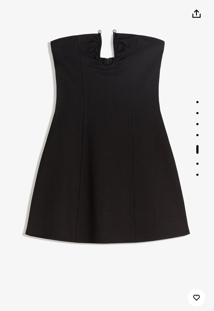 Siyah Deri Straplez Mini Elbise - Görsel 4