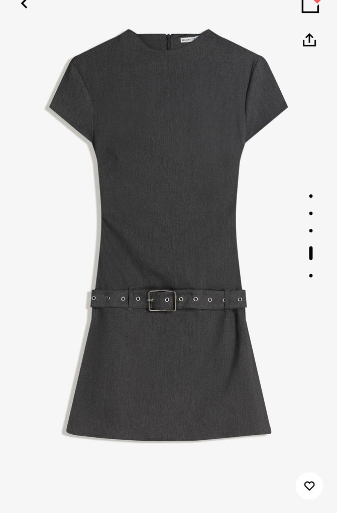 Kemer Detaylı Gri Kalem Elbise - Görsel 3