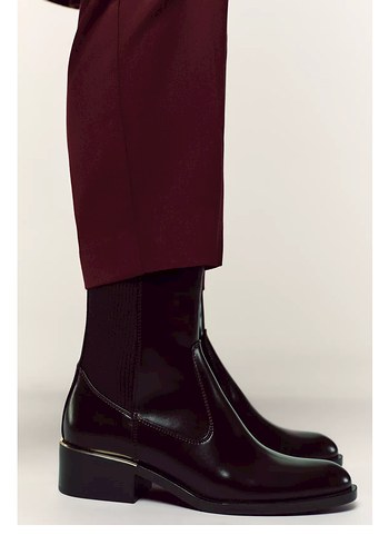 Kadın Bordo Deri Tokalı Topuklu Bot - Görsel 2