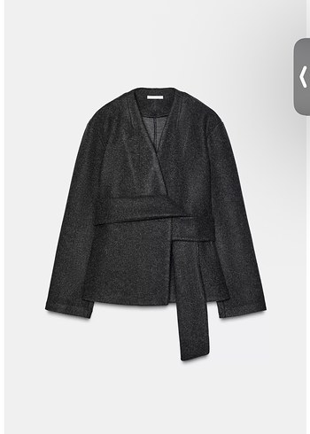 Kemerli Siyah Midi Kadın Denim Blazer - Görsel 4