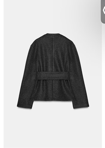 Kemerli Siyah Midi Kadın Denim Blazer - Görsel 5