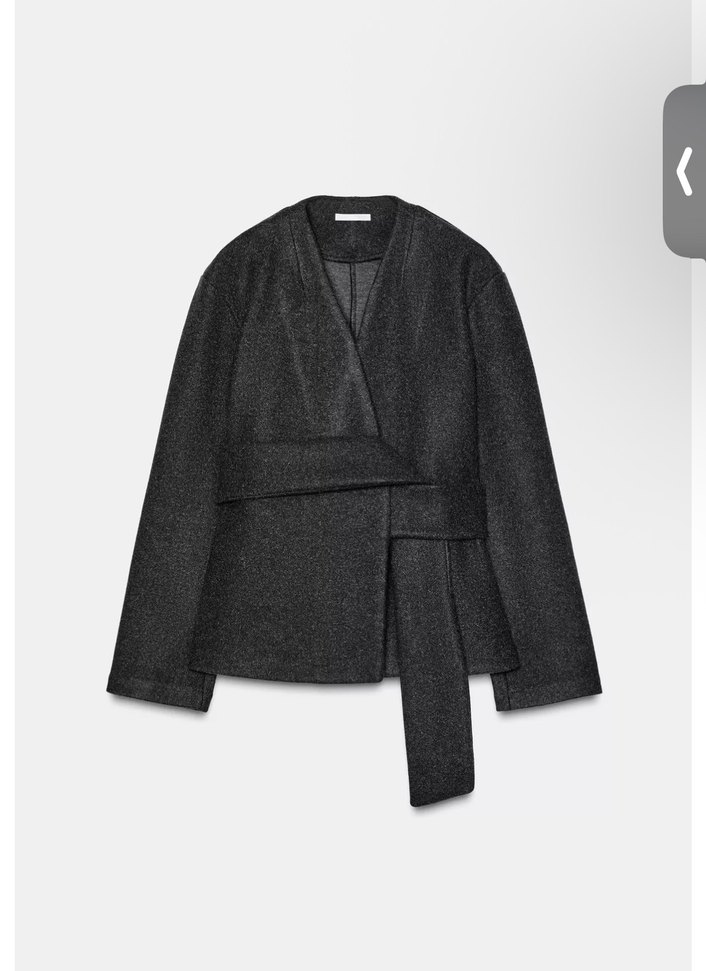 Kemerli Siyah Midi Kadın Denim Blazer - Görsel 4