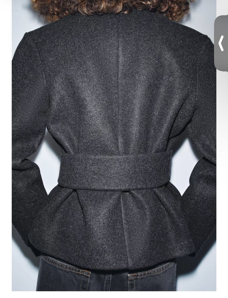 Kemerli Siyah Midi Kadın Denim Blazer - Görsel 3