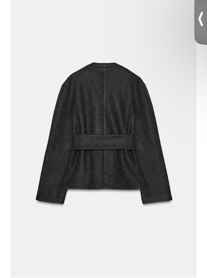 Kemerli Siyah Midi Kadın Denim Blazer - Görsel 5