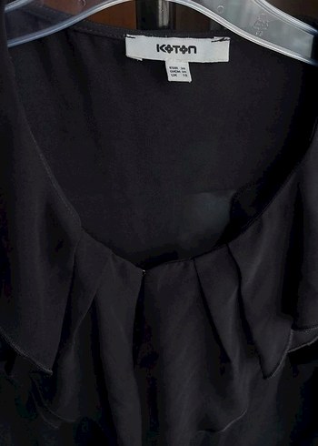 Uzun Kollu Siyah Fırfırlı Bluz - Görsel 2