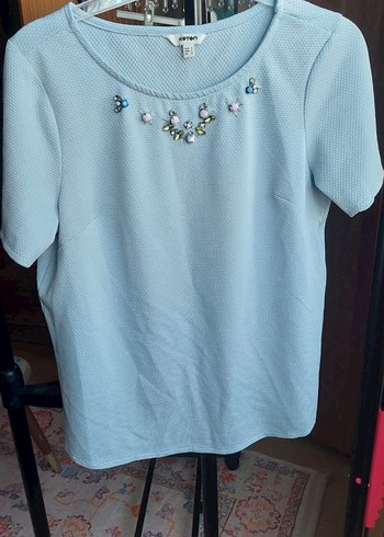 Koton Mavi Nakışlı Kısa Kollu Bluz - Görsel 2