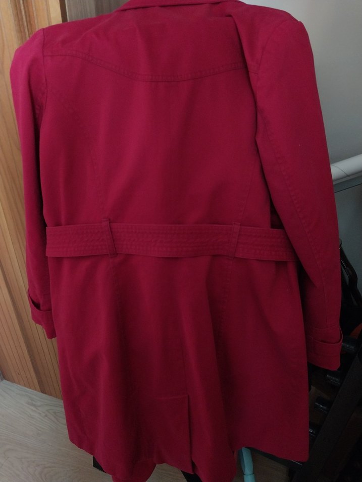 kırmızı Düğmeli Midi Kadın Trençkot - Görsel 3