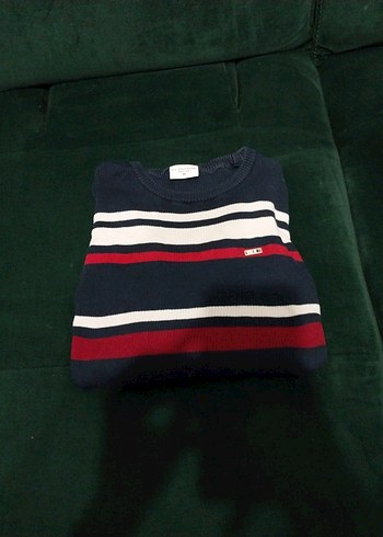 Çizgili kadın Triko Kazak - Görsel 2