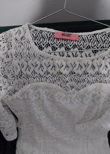 Dantel Detaylı Beyaz Midi Elbise - Görsel 4