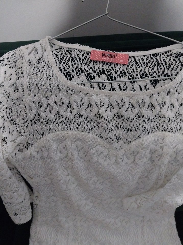 Dantel Detaylı Beyaz Midi Elbise - Görsel 4