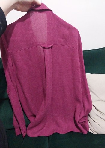 İşlemeli mürdüm Kadın Gömlek - Görsel 5