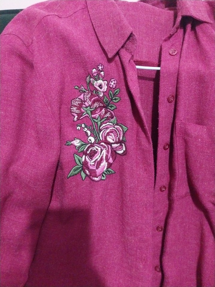 İşlemeli mürdüm Kadın Gömlek - Görsel 2