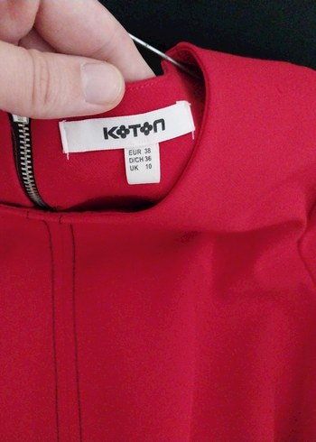 Kırmızı Kısa Kollu Kemerli elbise - Görsel 2