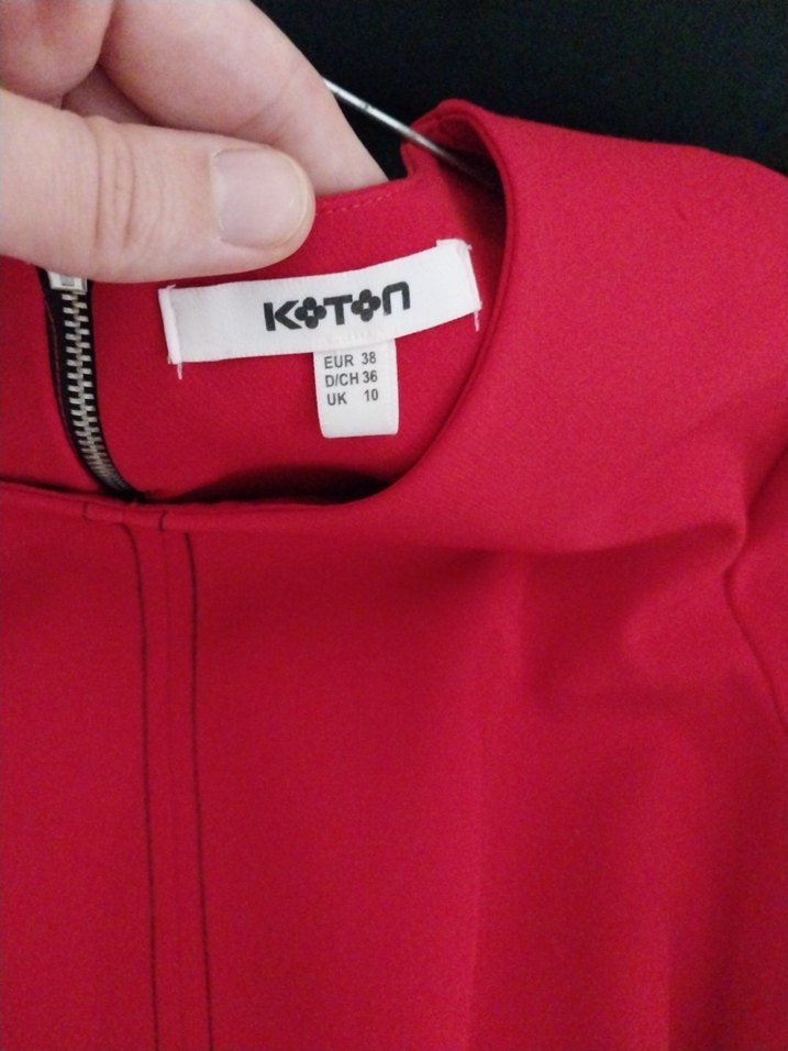 Kırmızı Kısa Kollu Kemerli elbise - Görsel 2