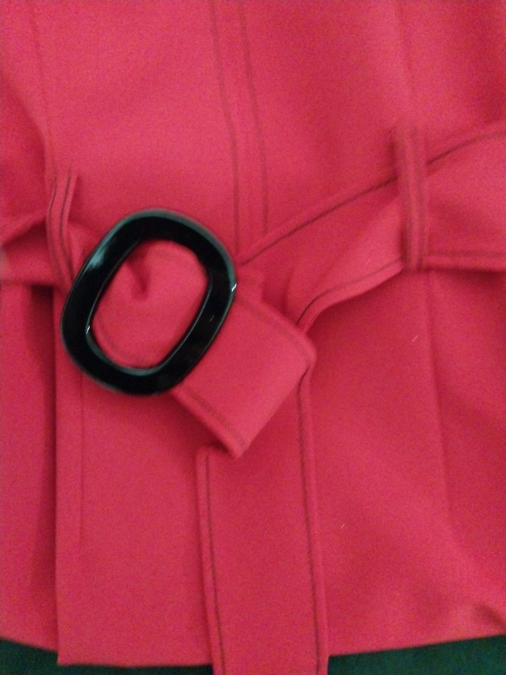 Kırmızı Kısa Kollu Kemerli elbise - Görsel 3