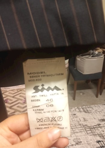 46 Beden siyah Renk Düğmeli Siyah Çizgili Erkek Takım Elbise
