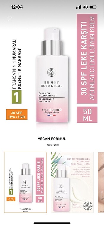 Yves rocher leke ve kırışık karşıtı krem