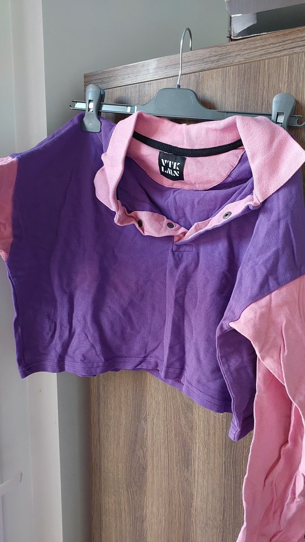 Mor-Pembe Düğmeli Kız Sweatshirt - Görsel 2