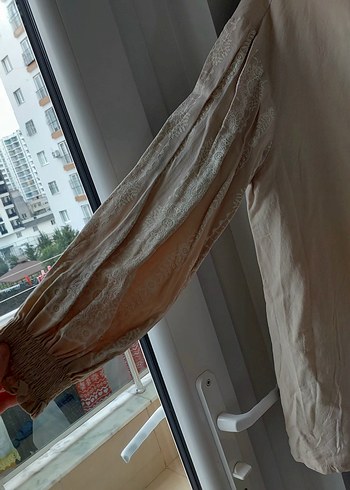 Bej Bohem Uzun Kollu Hamile Bluzu - Görsel 3