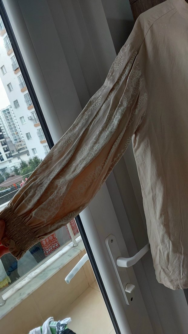 Bej Bohem Uzun Kollu Hamile Bluzu - Görsel 3