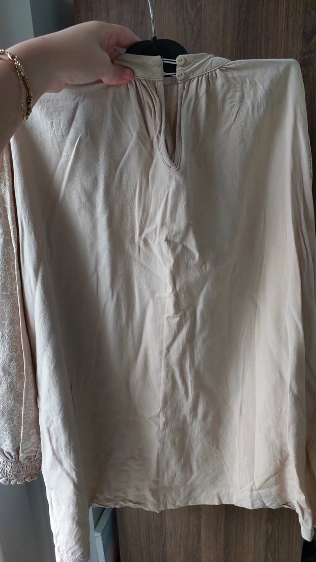 Bej Bohem Uzun Kollu Hamile Bluzu - Görsel 4