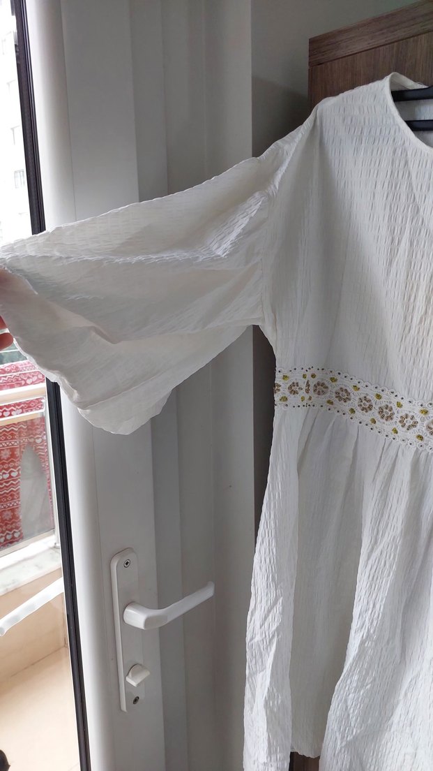 Nakışlı Beyaz Bohem Hamile Tunik - Görsel 4