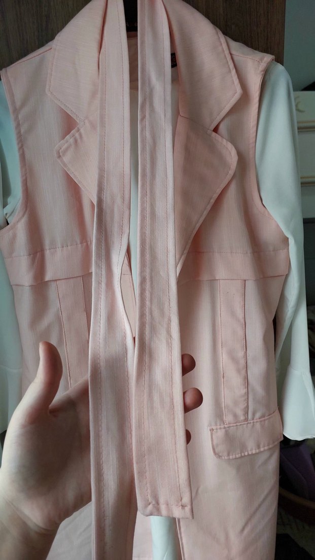 Pembe Drapeli Kadın Ofis Yeleği - Görsel 2
