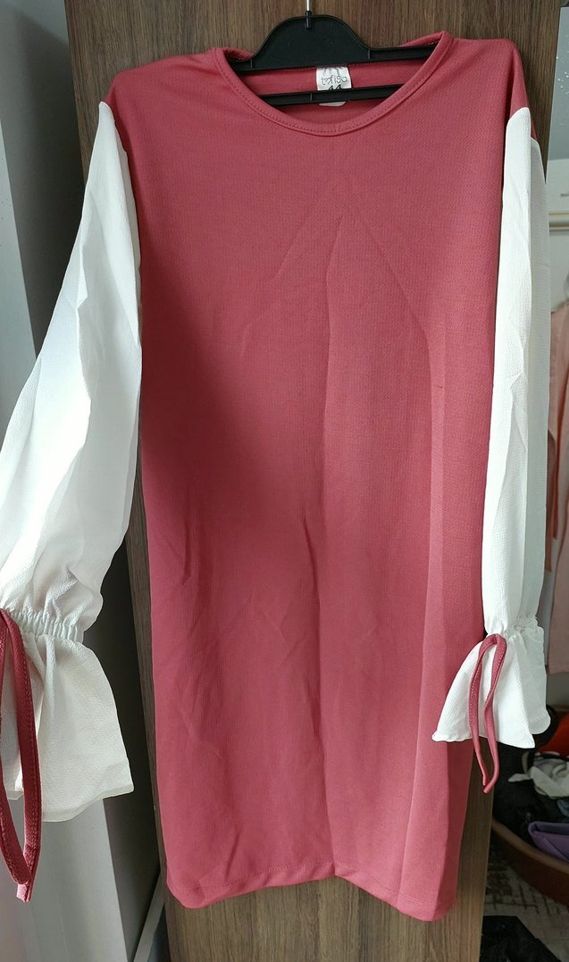 Pembe Midi Kadın Tunik Uzun Kollu - Görsel 2