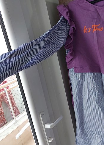 Mor Fırfırlı Hamile Midi Elbise - Görsel 3