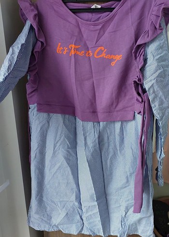 Mor Fırfırlı Hamile Midi Elbise - Görsel 2