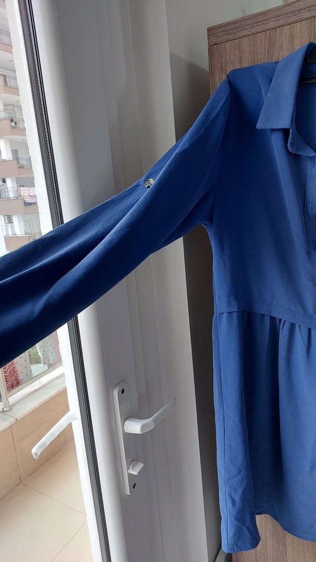 Mavi Düğmeli Hamile Tunik - Görsel 3