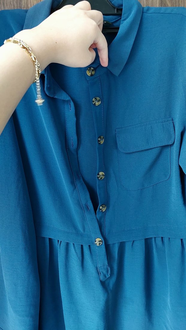 Mavi Düğmeli Hamile Tunik - Görsel 2