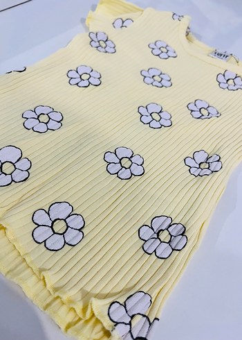 Sarı Çiçekli Kısa Kollu Bebek Body - Görsel 2