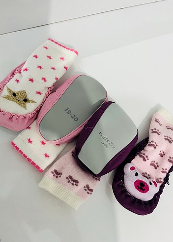 Kız Çocuk Renkli Nakışlı Örgü Sıcak Ev Terliği - Görsel 2