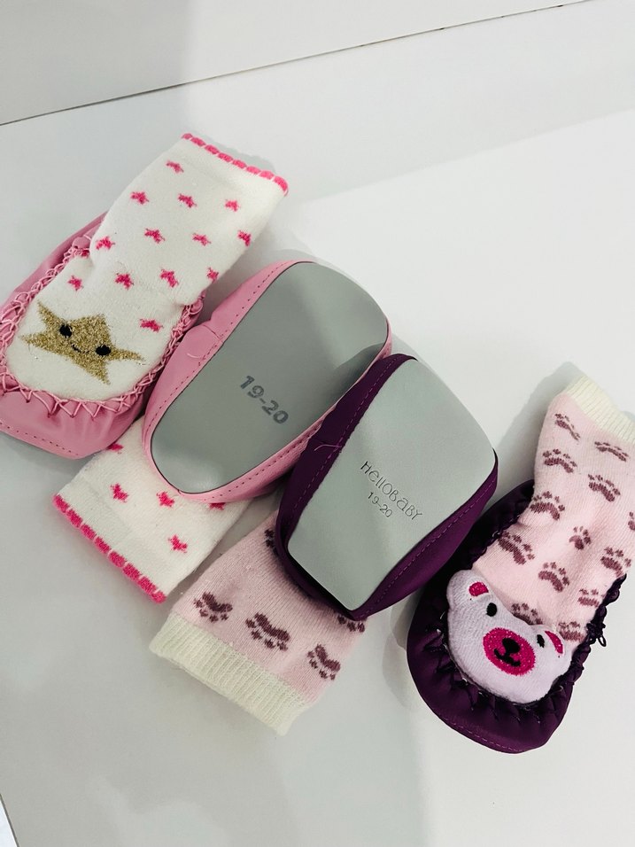 Kız Çocuk Renkli Nakışlı Örgü Sıcak Ev Terliği - Görsel 2