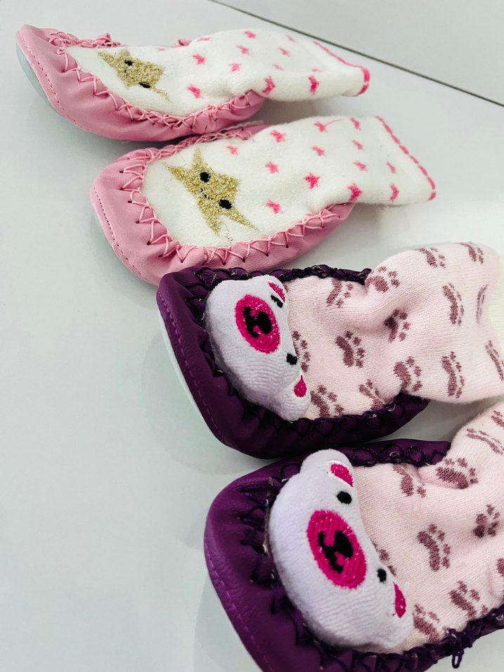 Kız Çocuk Renkli Nakışlı Örgü Sıcak Ev Terliği - Görsel 3